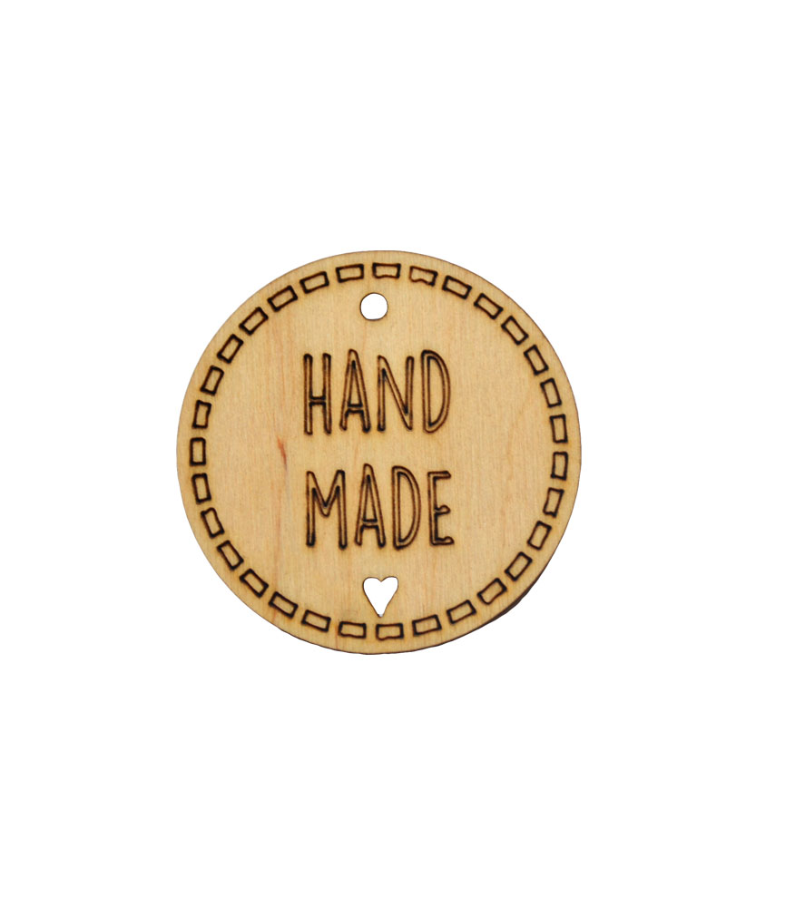 Hand Made - etykietka z drewna 5cm